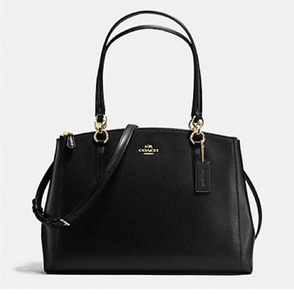 Coach Black Leather Christie Carryall Handbag